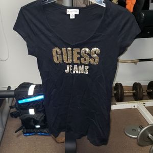 Guess Jeans brand jr's sz s black & gold t-shirt